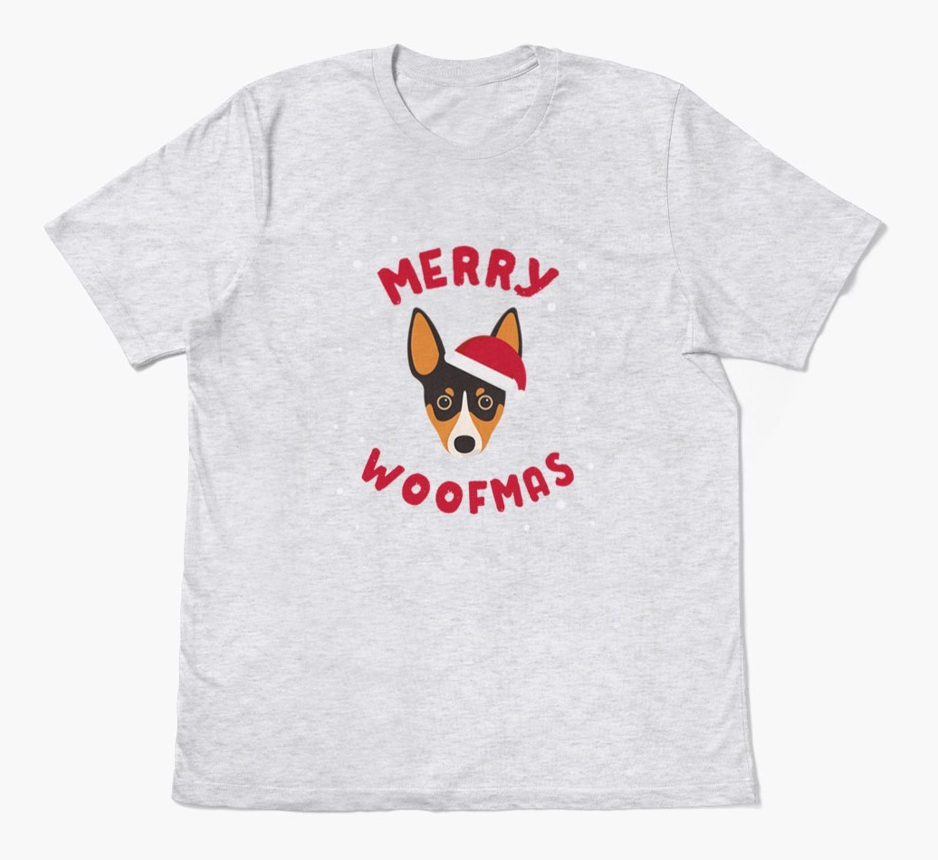 'Merry Woofmas' - Personalized {breedFullName} Adult T-Shirt