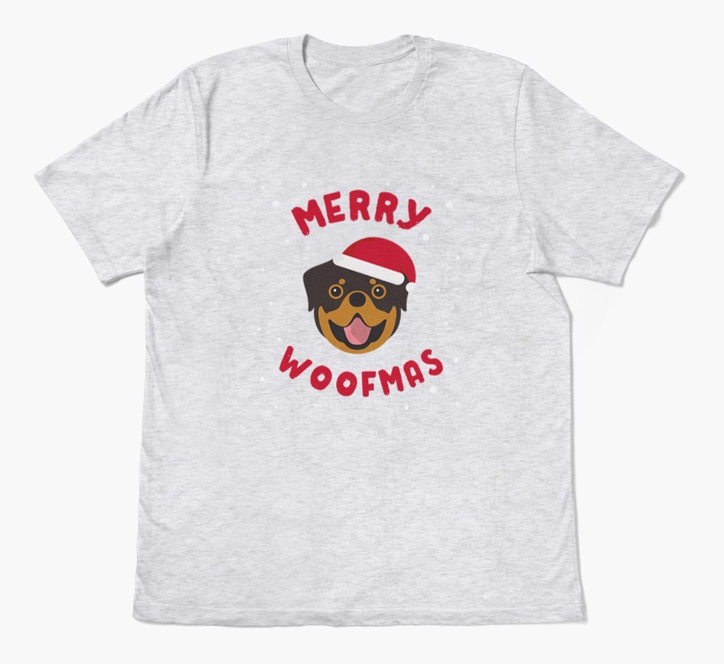 'Merry Woofmas' - Personalized {breedFullName} Adult T-Shirt