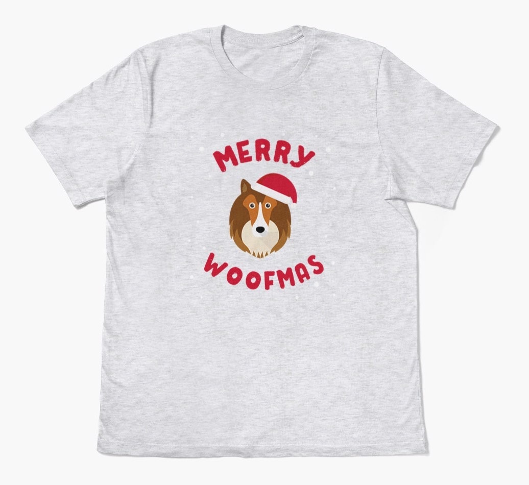 'Merry Woofmas' - Personalized {breedFullName} Adult T-Shirt
