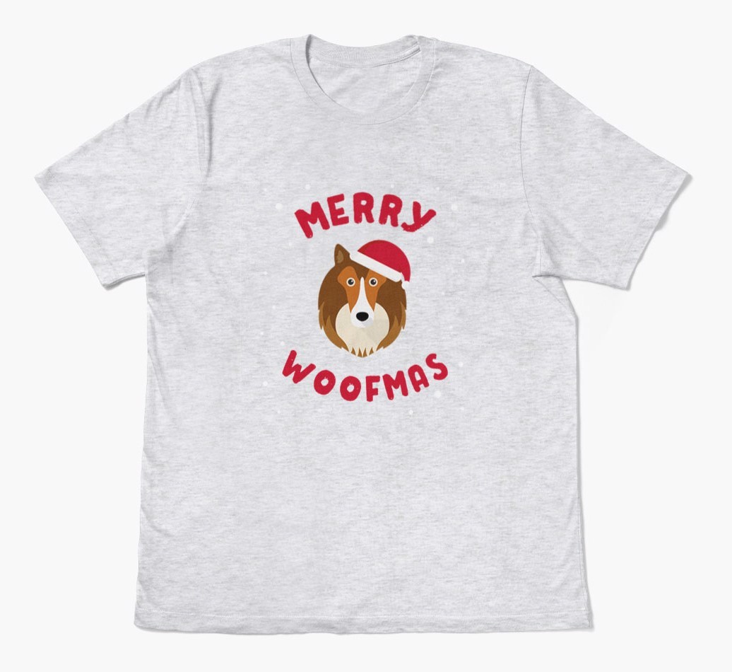 'Merry Woofmas' - Personalized {breedFullName} Adult T-Shirt