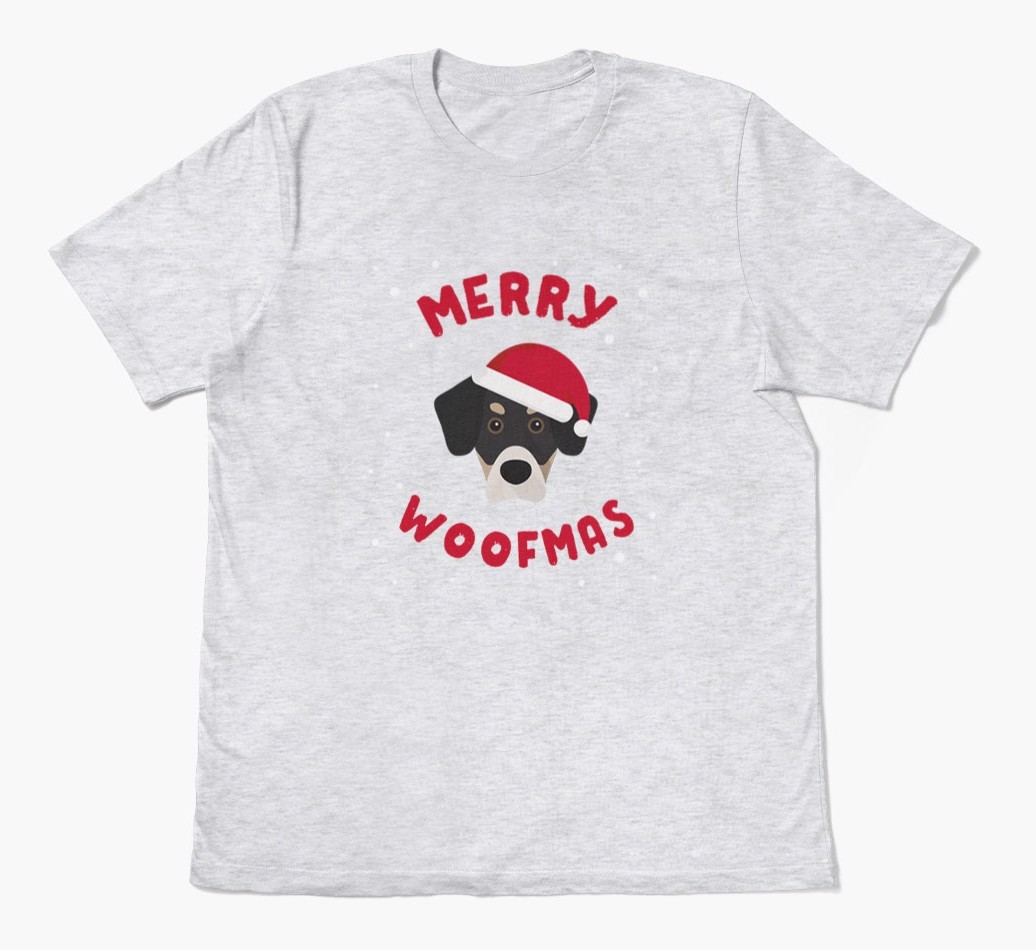 'Merry Woofmas' - Personalized {breedFullName} Adult T-Shirt