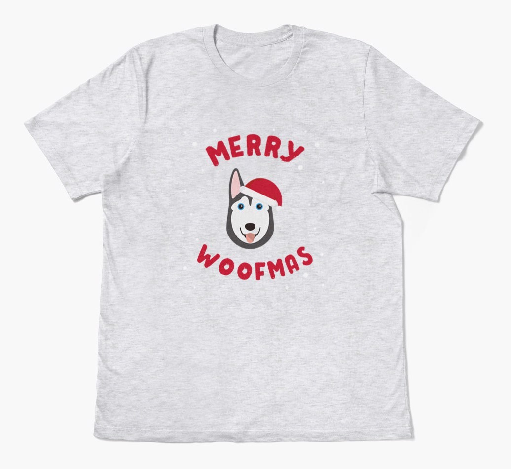 'Merry Woofmas' - Personalized {breedFullName} Adult T-Shirt