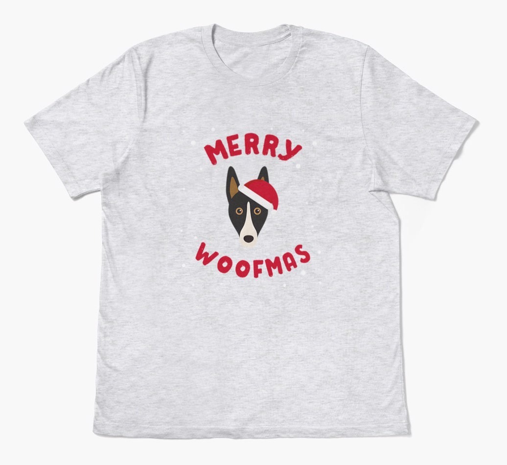 'Merry Woofmas' - Personalized {breedFullName} Adult T-Shirt