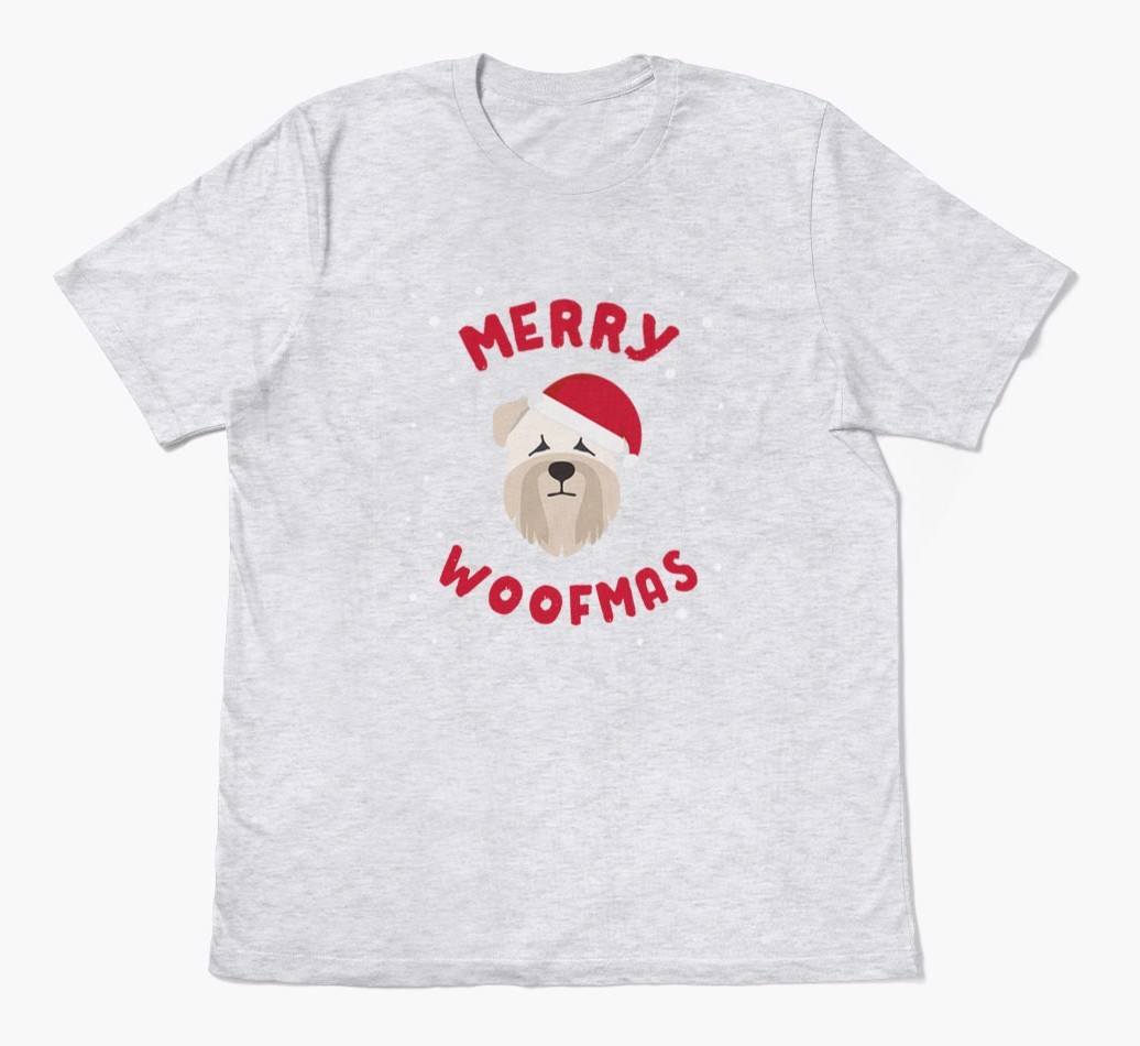 'Merry Woofmas' - Personalized {breedFullName} Adult T-Shirt