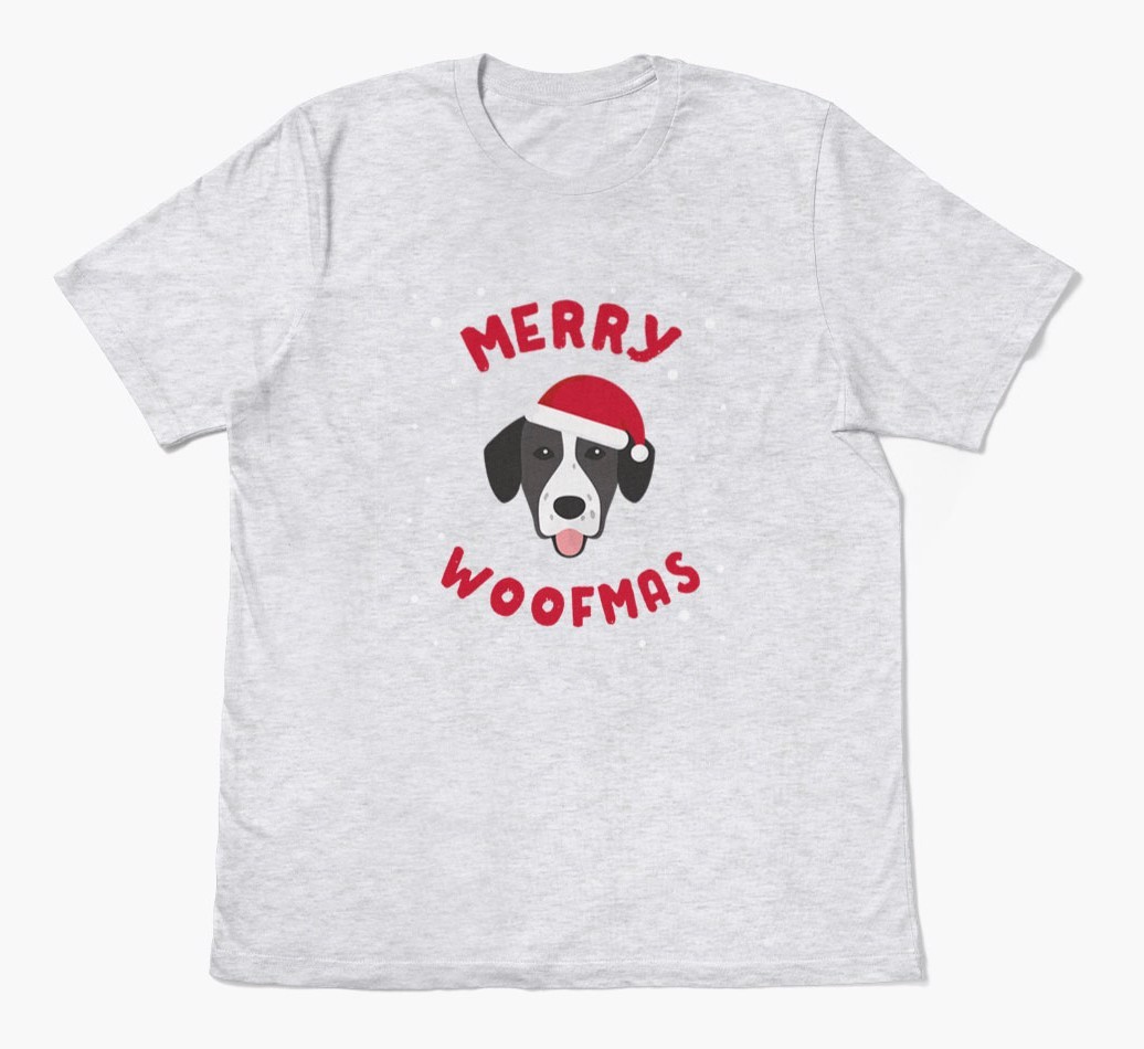 'Merry Woofmas' - Personalized {breedFullName} Adult T-Shirt