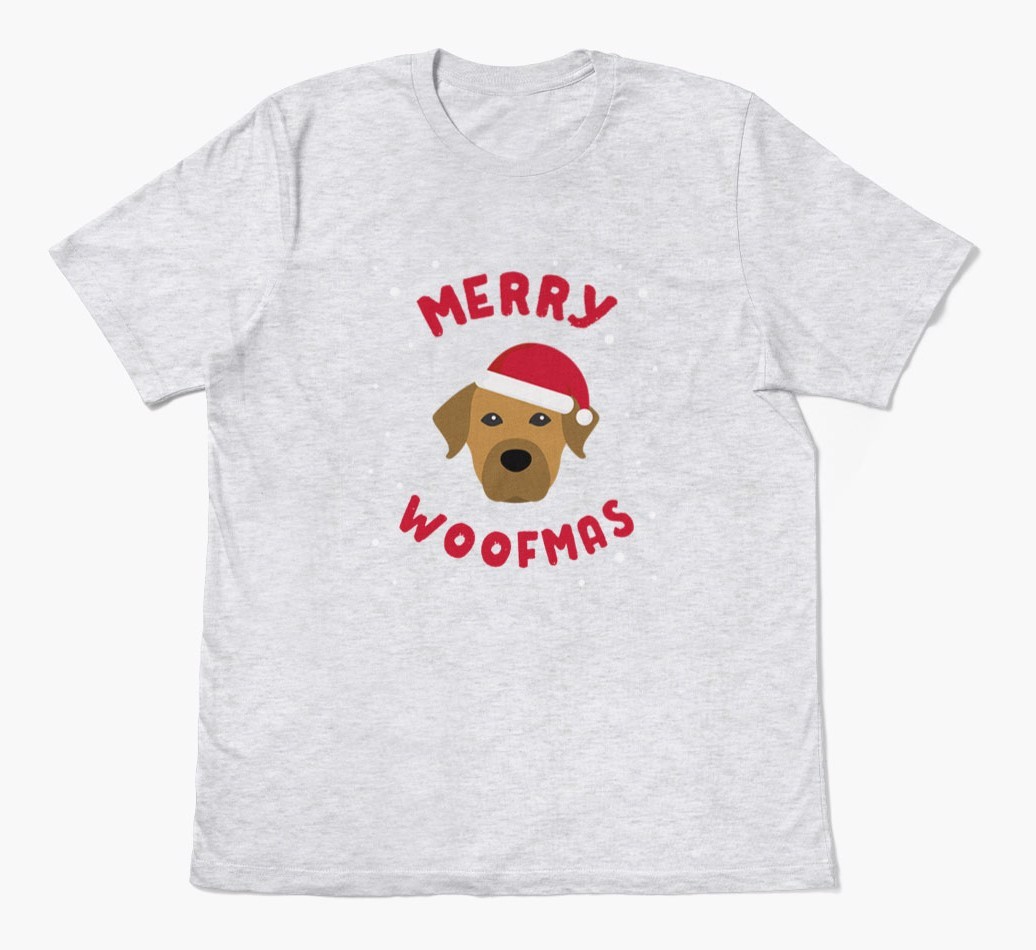 'Merry Woofmas' - Personalized {breedFullName} Adult T-Shirt
