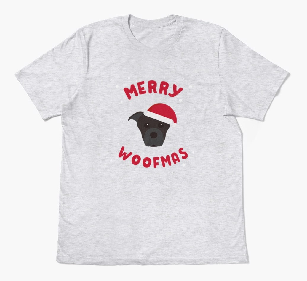 'Merry Woofmas' - Personalized {breedFullName} Adult T-Shirt