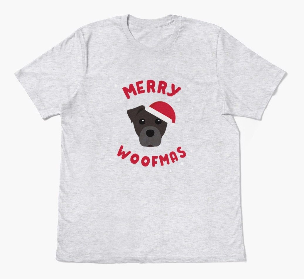 'Merry Woofmas' - Personalized {breedFullName} Adult T-Shirt