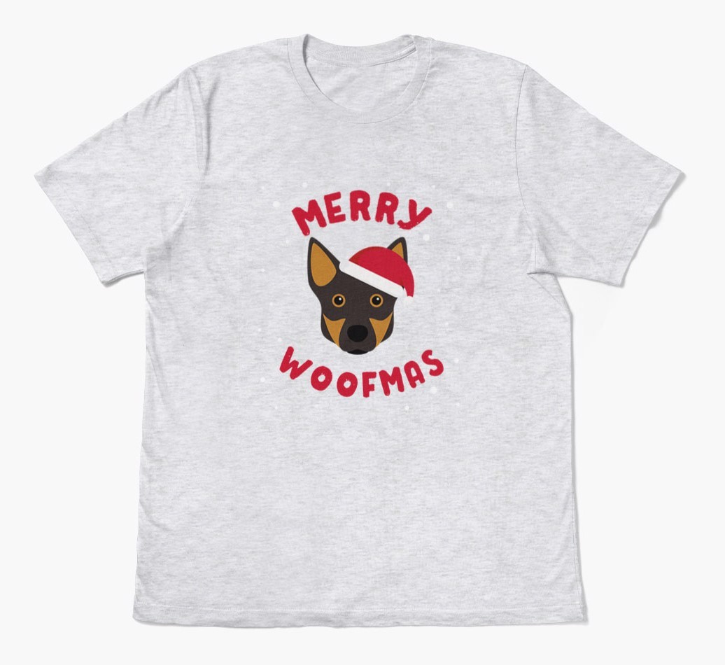'Merry Woofmas' - Personalized {breedFullName} Adult T-Shirt