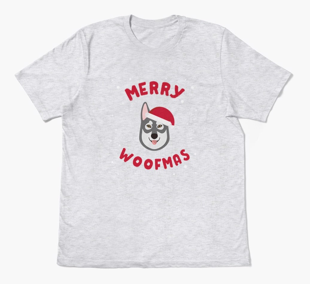 'Merry Woofmas' - Personalized {breedFullName} Adult T-Shirt