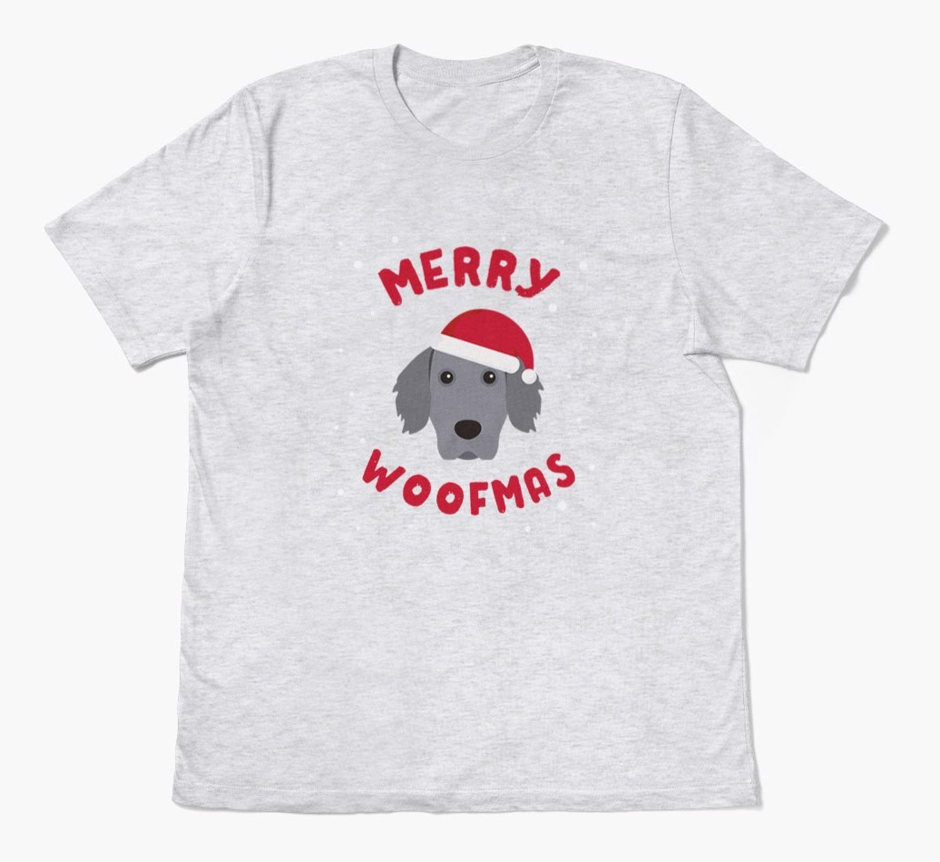'Merry Woofmas' - Personalized {breedFullName} Adult T-Shirt