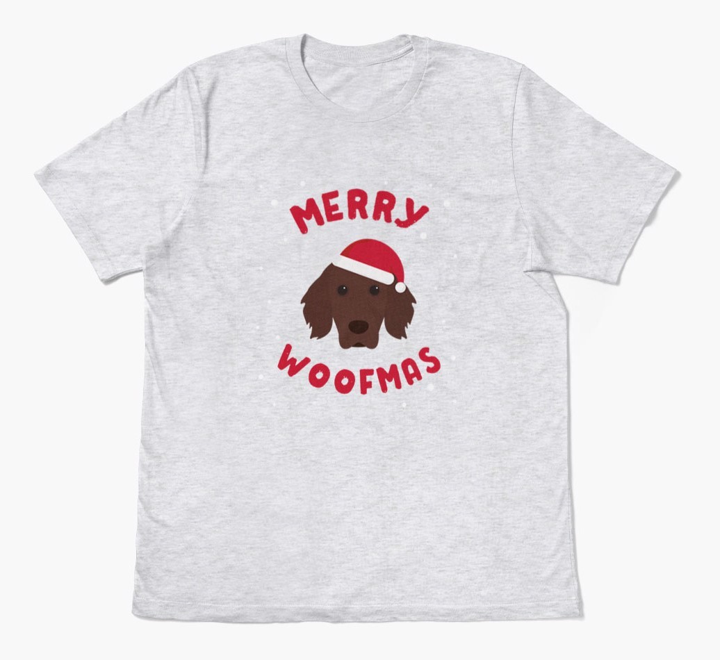 'Merry Woofmas' - Personalized {breedFullName} Adult T-Shirt