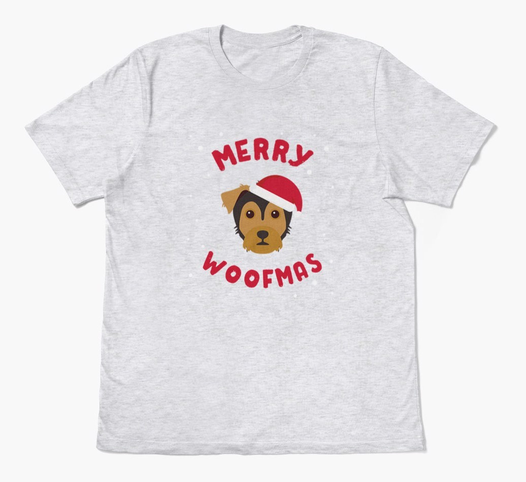 'Merry Woofmas' - Personalized {breedFullName} Adult T-Shirt