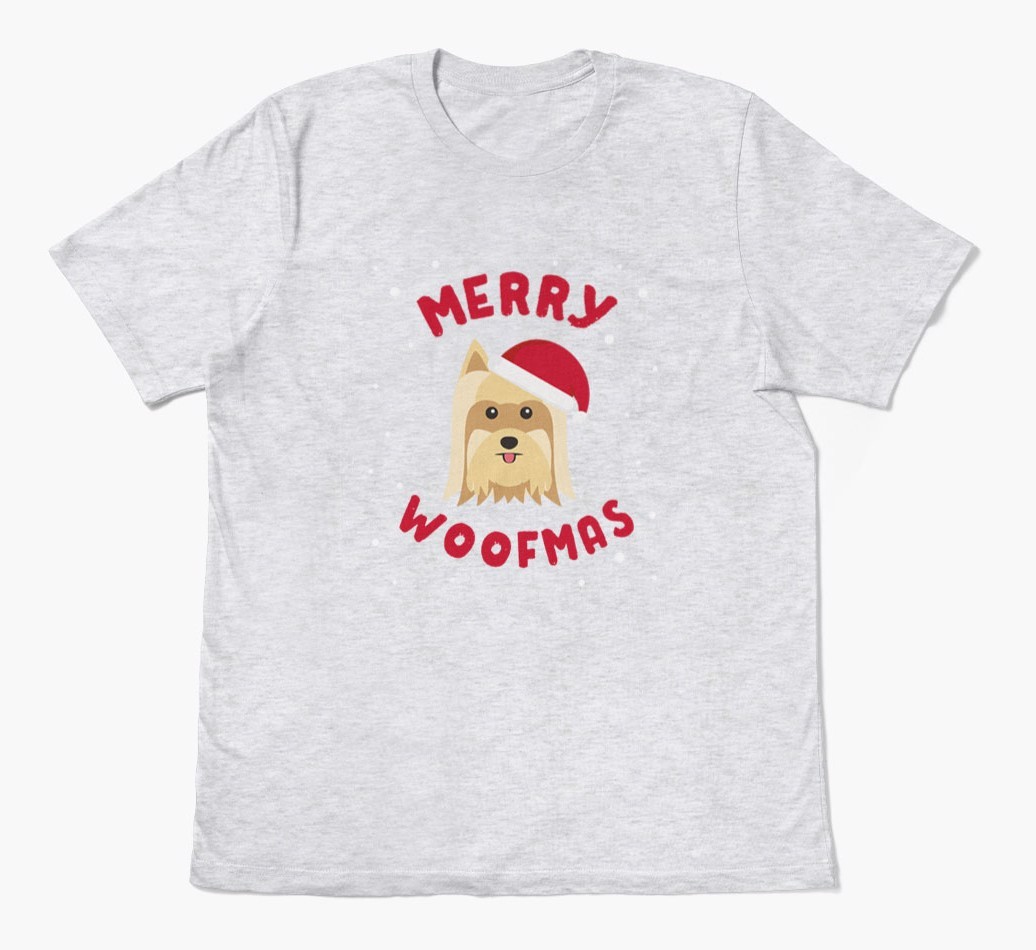 'Merry Woofmas' - Personalized {breedFullName} Adult T-Shirt