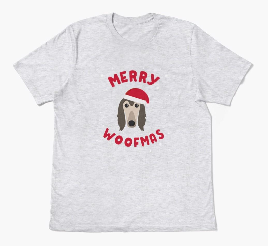'Merry Woofmas' - Personalized {breedFullName} Adult T-Shirt