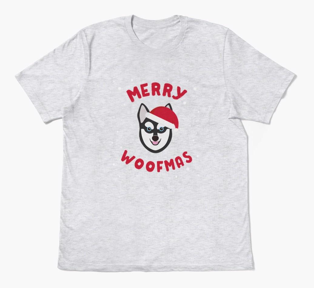 'Merry Woofmas' - Personalized {breedFullName} Adult T-Shirt
