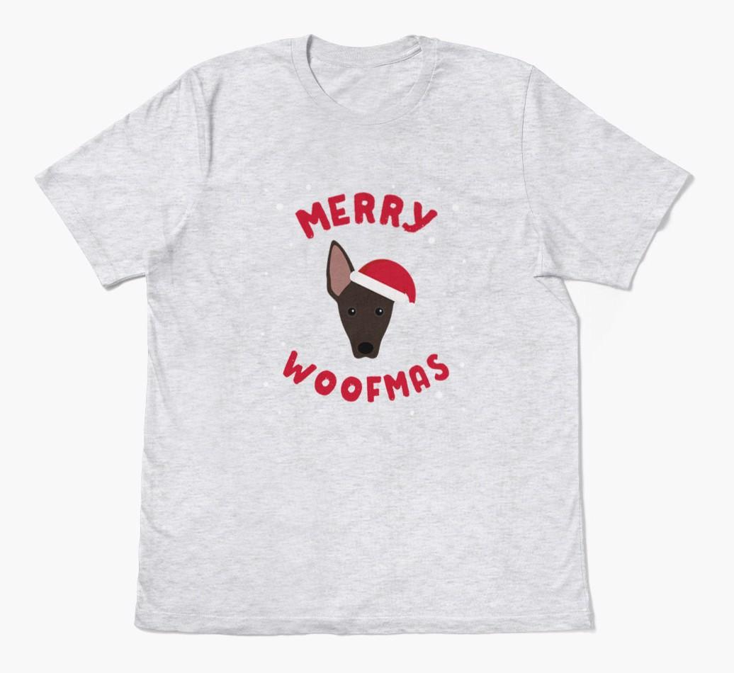 'Merry Woofmas' - Personalized {breedFullName} Adult T-Shirt