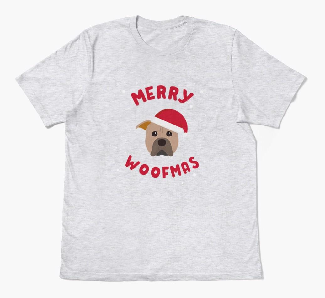 'Merry Woofmas' - Personalized {breedFullName} Adult T-Shirt