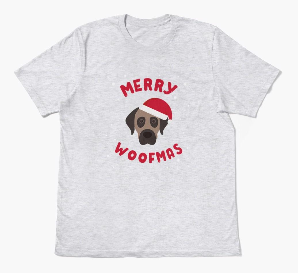 'Merry Woofmas' - Personalized {breedFullName} Adult T-Shirt