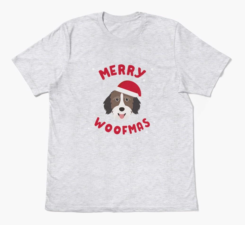 'Merry Woofmas' - Personalized {breedFullName} Adult T-Shirt