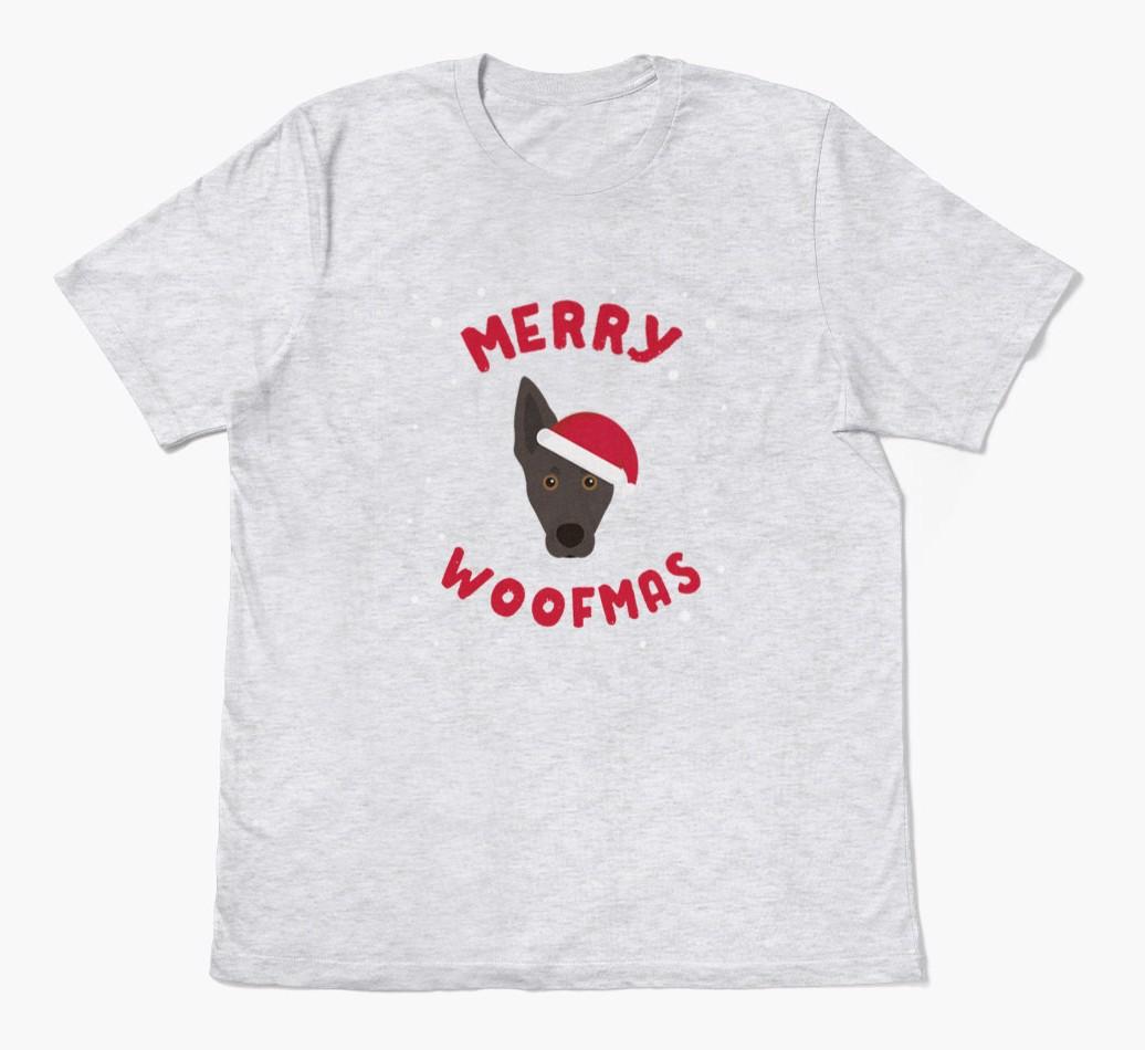 'Merry Woofmas' - Personalized {breedFullName} Adult T-Shirt