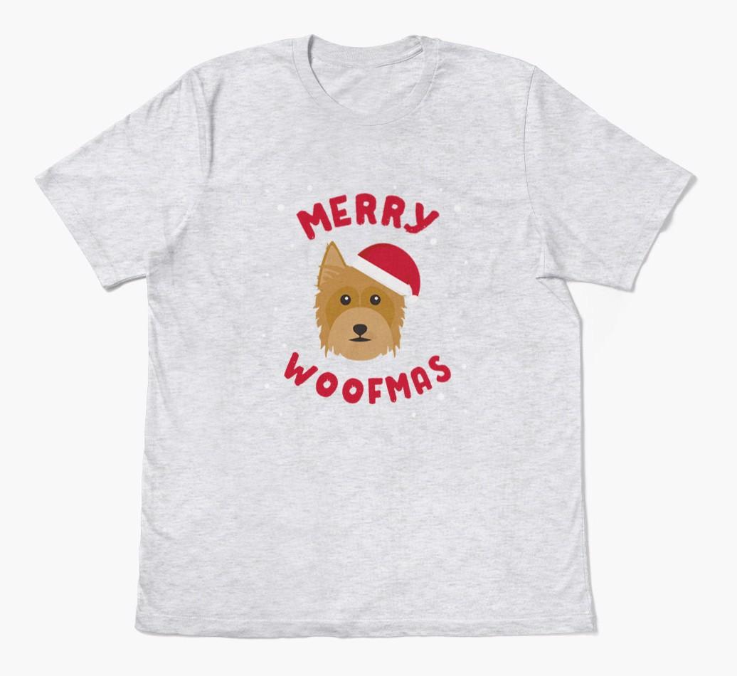 'Merry Woofmas' - Personalized {breedFullName} Adult T-Shirt