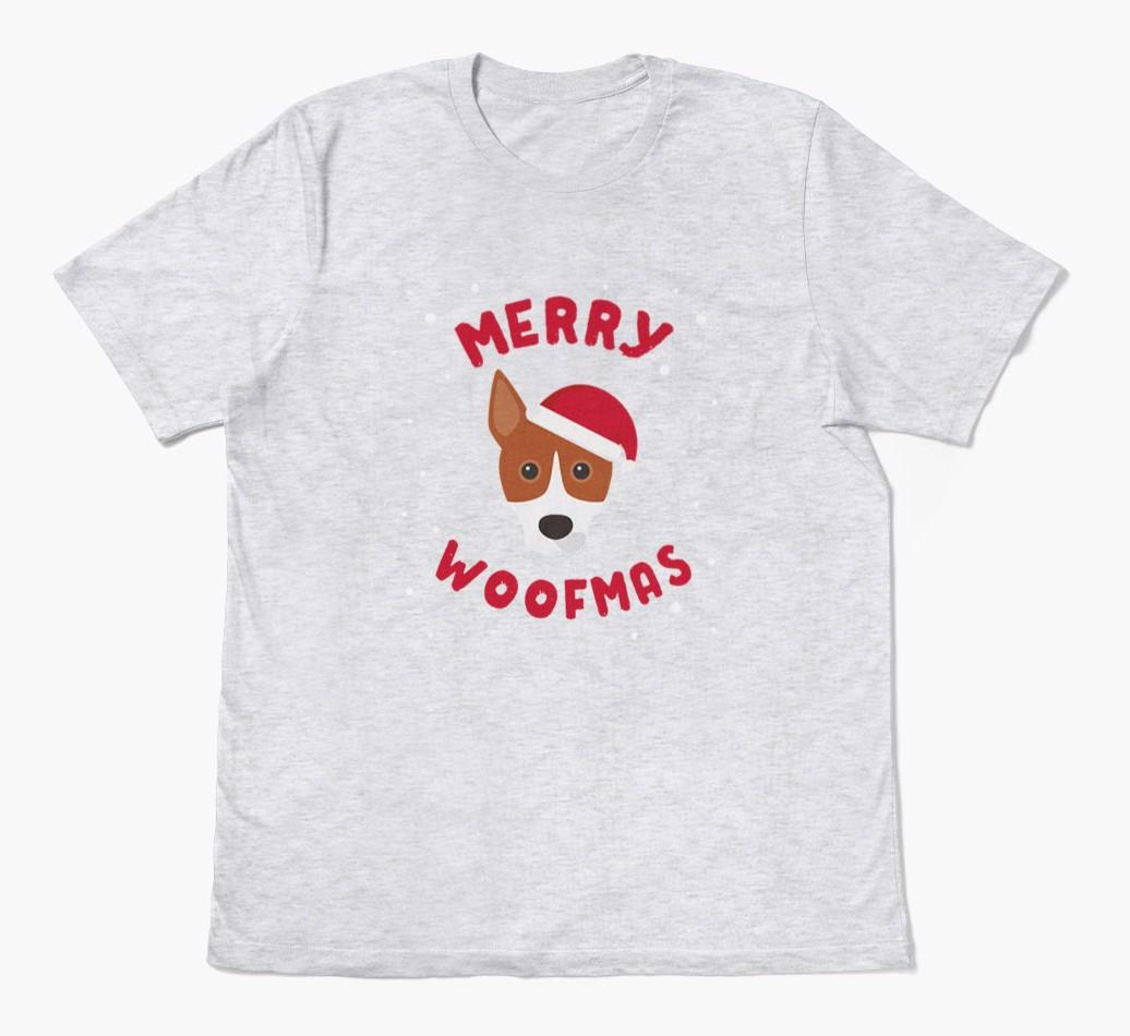 'Merry Woofmas' - Personalized {breedFullName} Adult T-Shirt