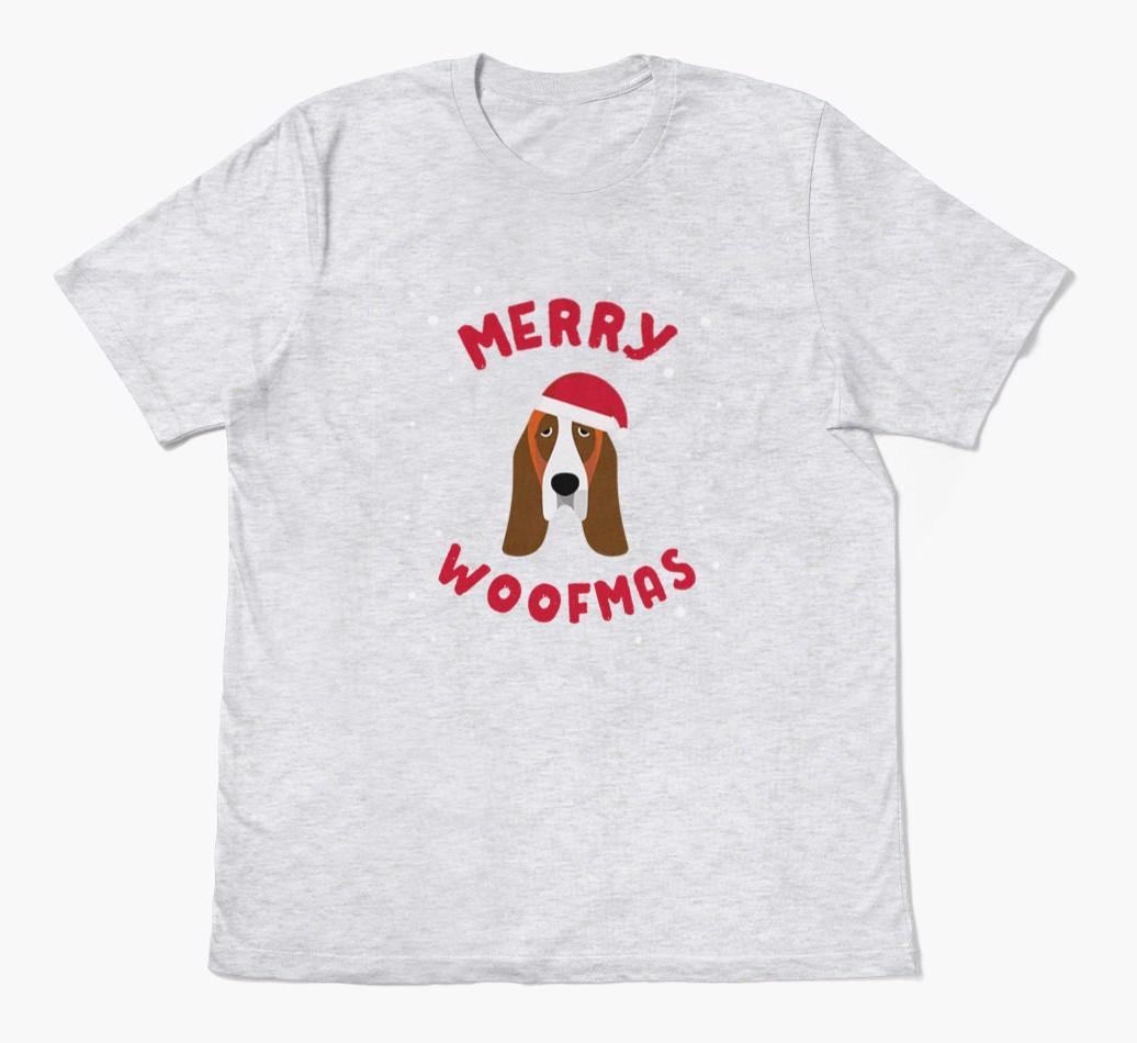 'Merry Woofmas' - Personalized {breedFullName} Adult T-Shirt