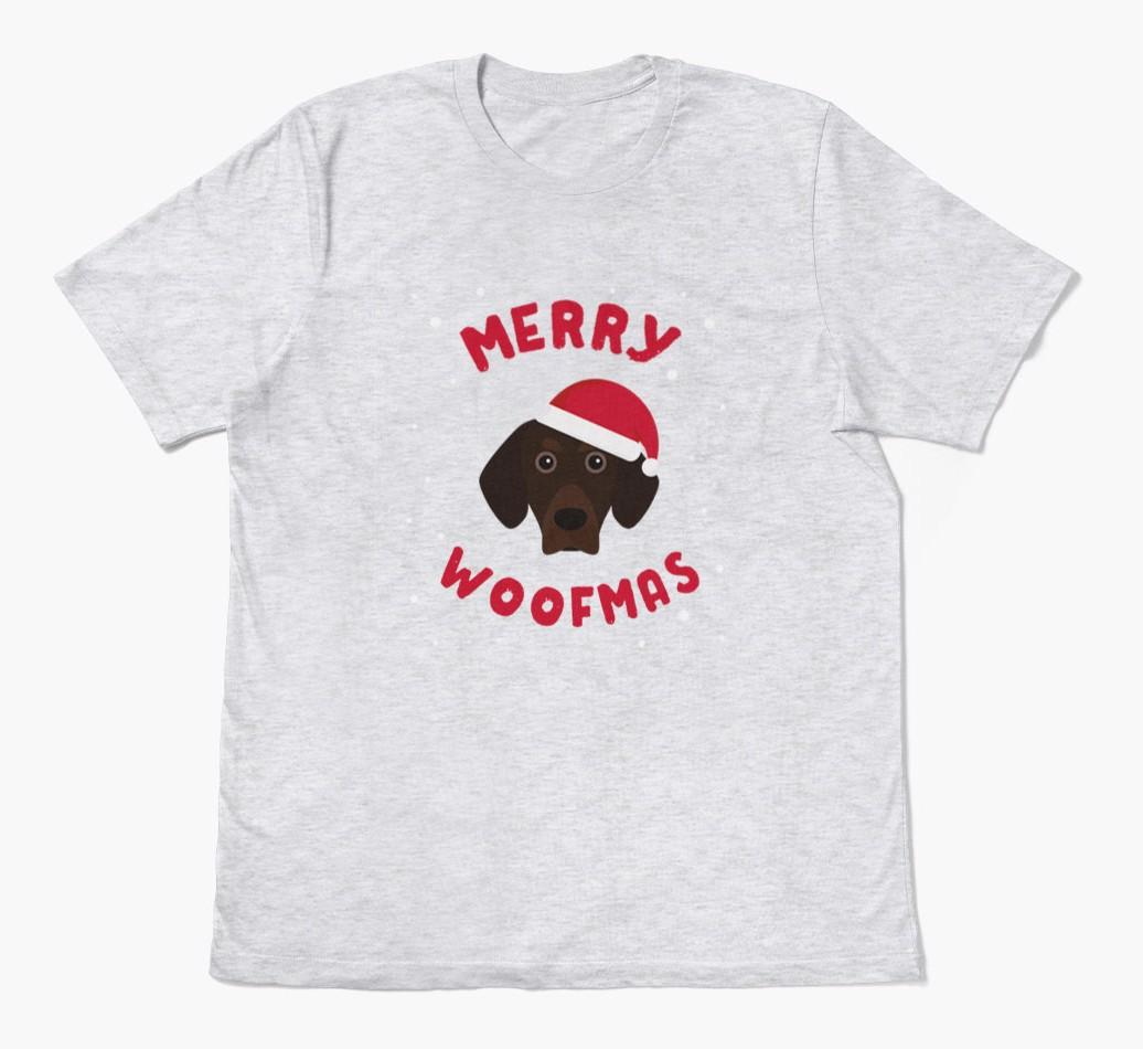 'Merry Woofmas' - Personalized {breedFullName} Adult T-Shirt