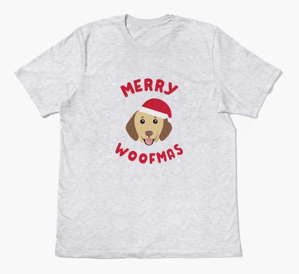 'Merry Woofmas' - Personalized {breedFullName} Adult T-Shirt