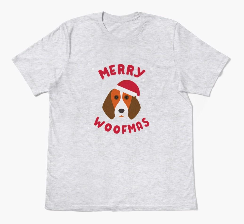 'Merry Woofmas' - Personalized {breedFullName} Adult T-Shirt