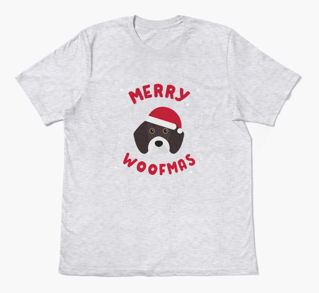 'Merry Woofmas' - Personalized {breedFullName} Adult T-Shirt