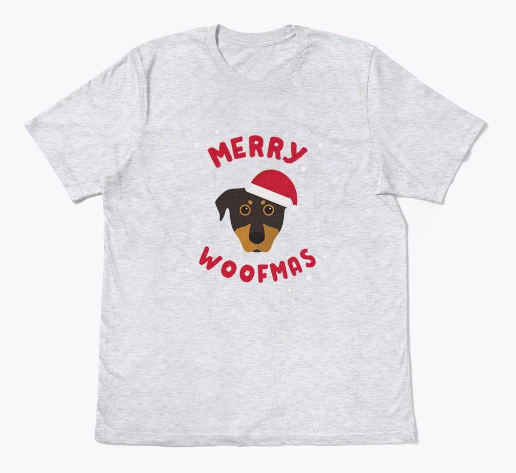 'Merry Woofmas' - Personalized {breedFullName} Adult T-Shirt