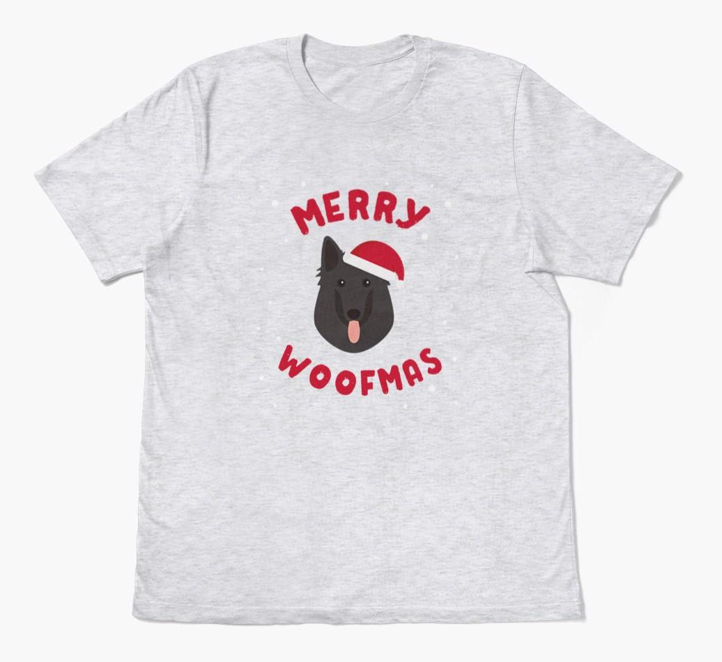 'Merry Woofmas' - Personalized {breedFullName} Adult T-Shirt