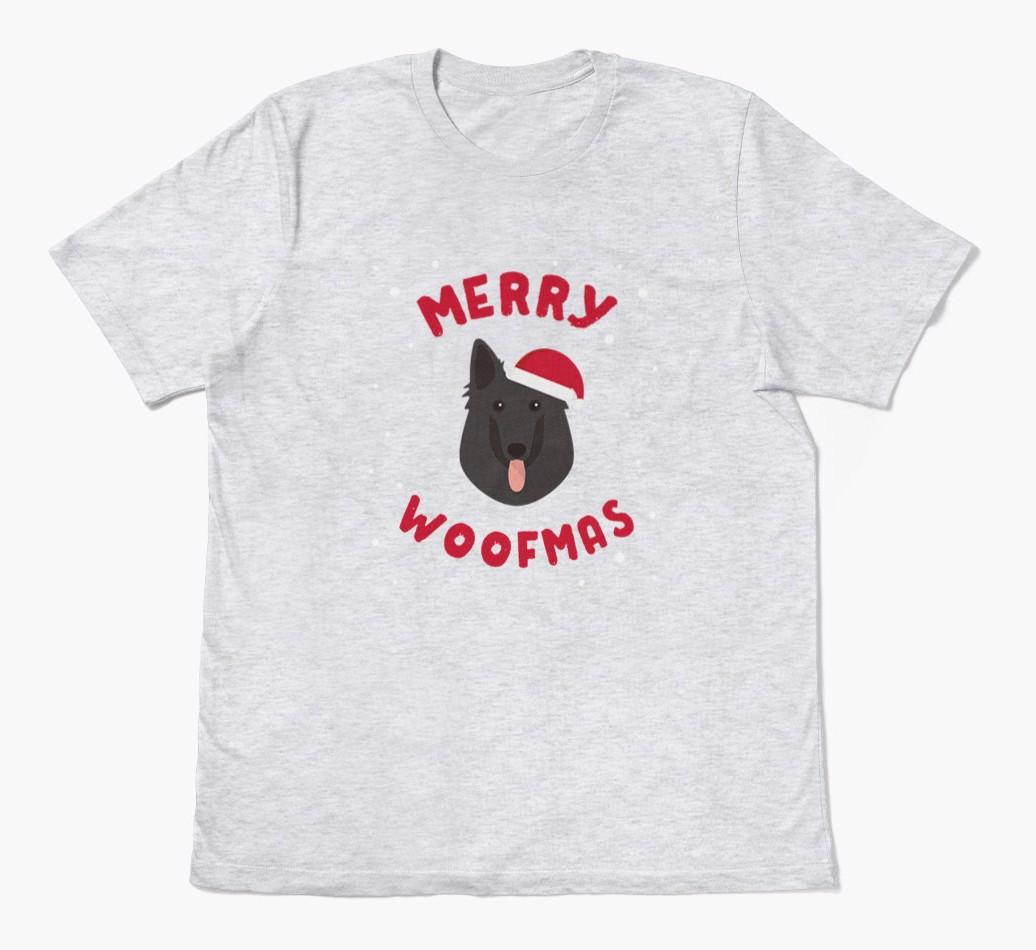 'Merry Woofmas' - Personalized {breedFullName} Adult T-Shirt