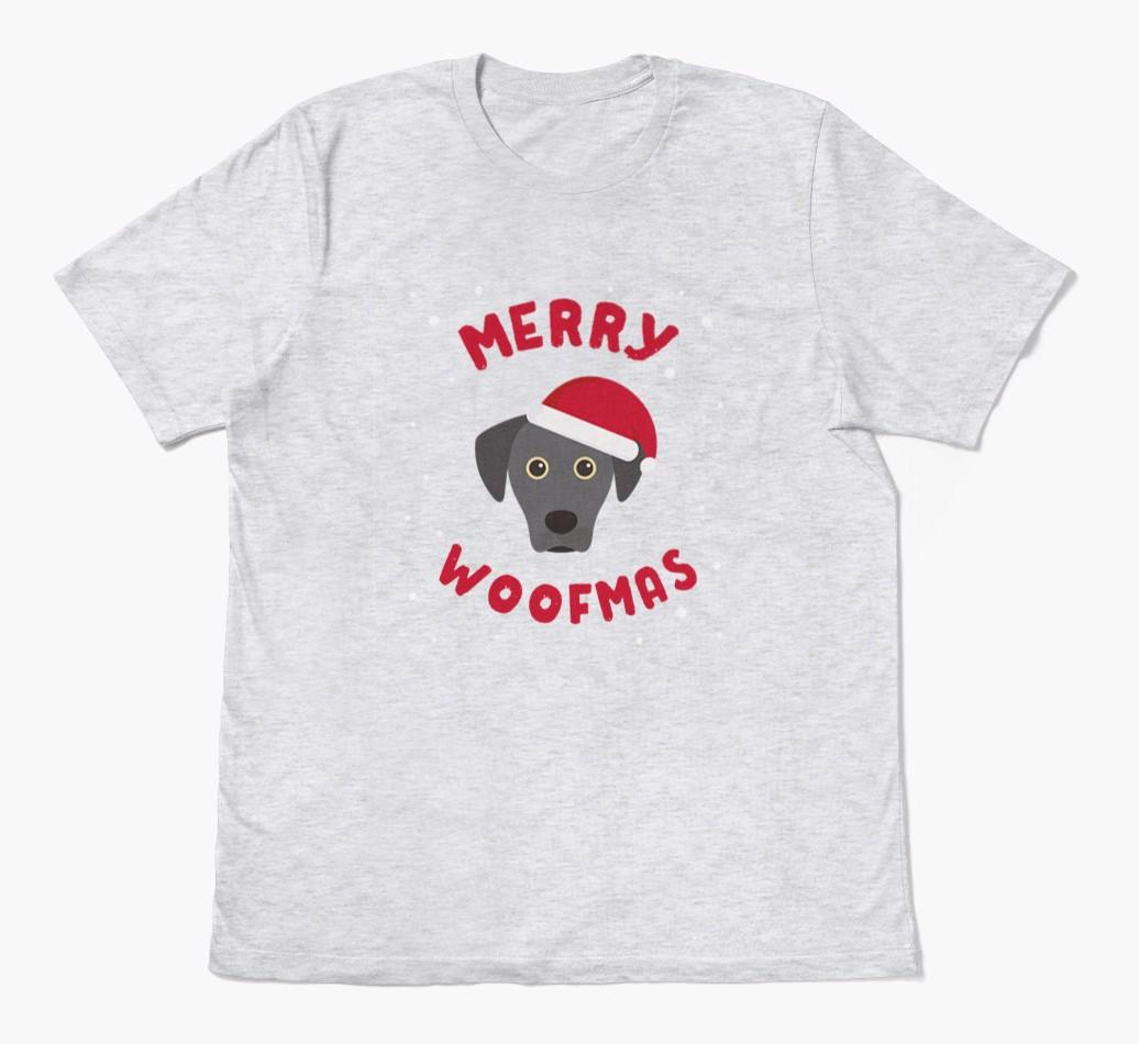 'Merry Woofmas' - Personalized {breedFullName} Adult T-Shirt