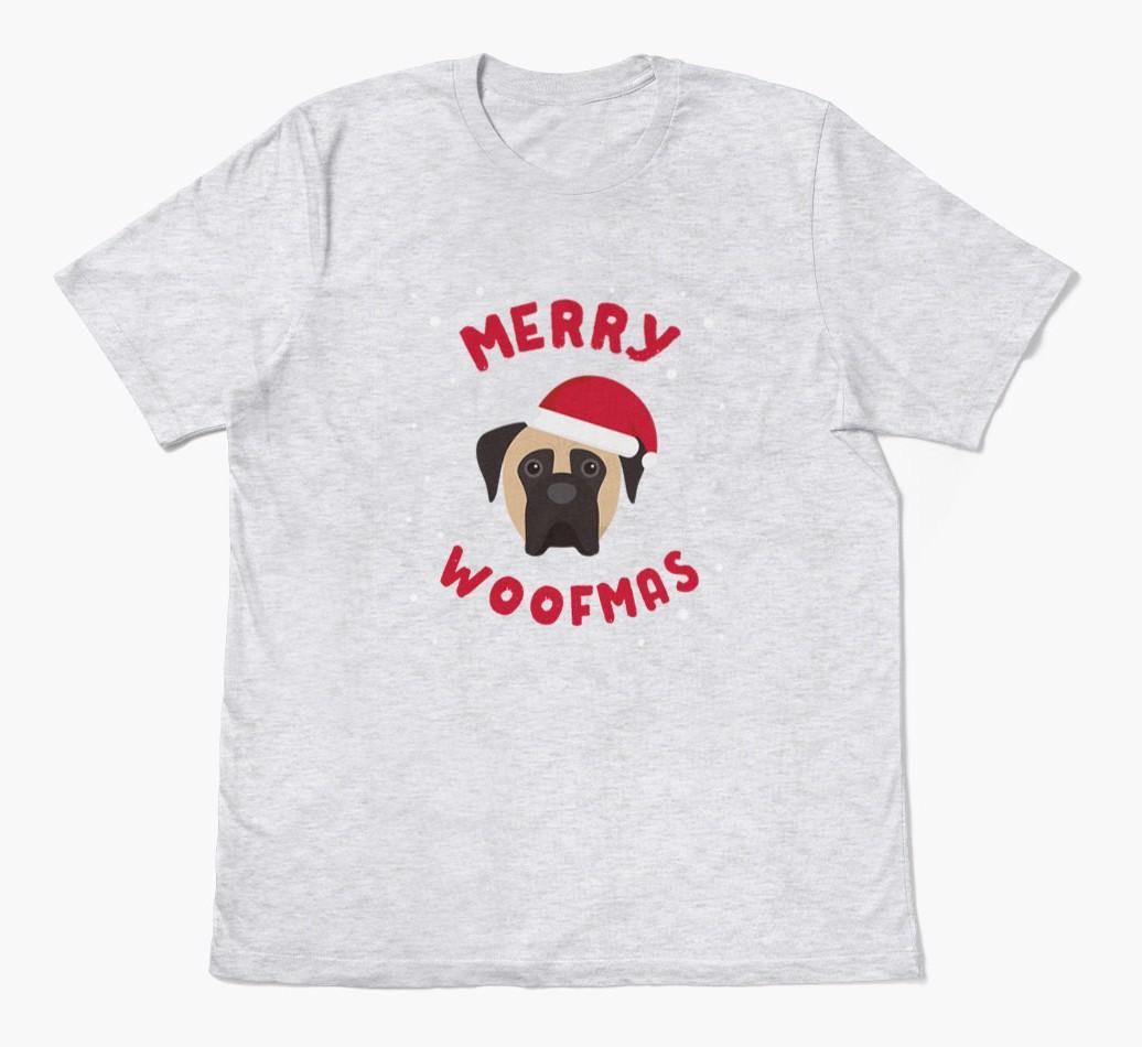 'Merry Woofmas' - Personalized {breedFullName} Adult T-Shirt