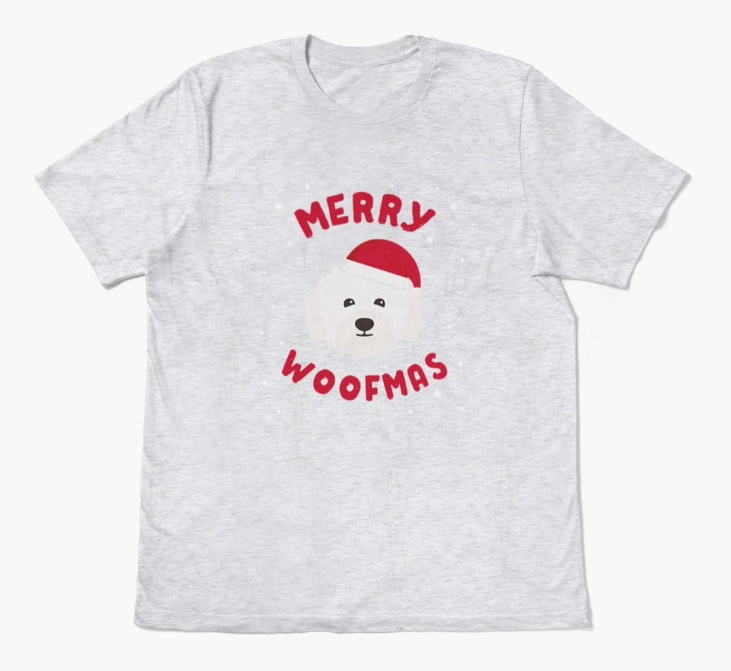 'Merry Woofmas' - Personalized {breedFullName} Adult T-Shirt