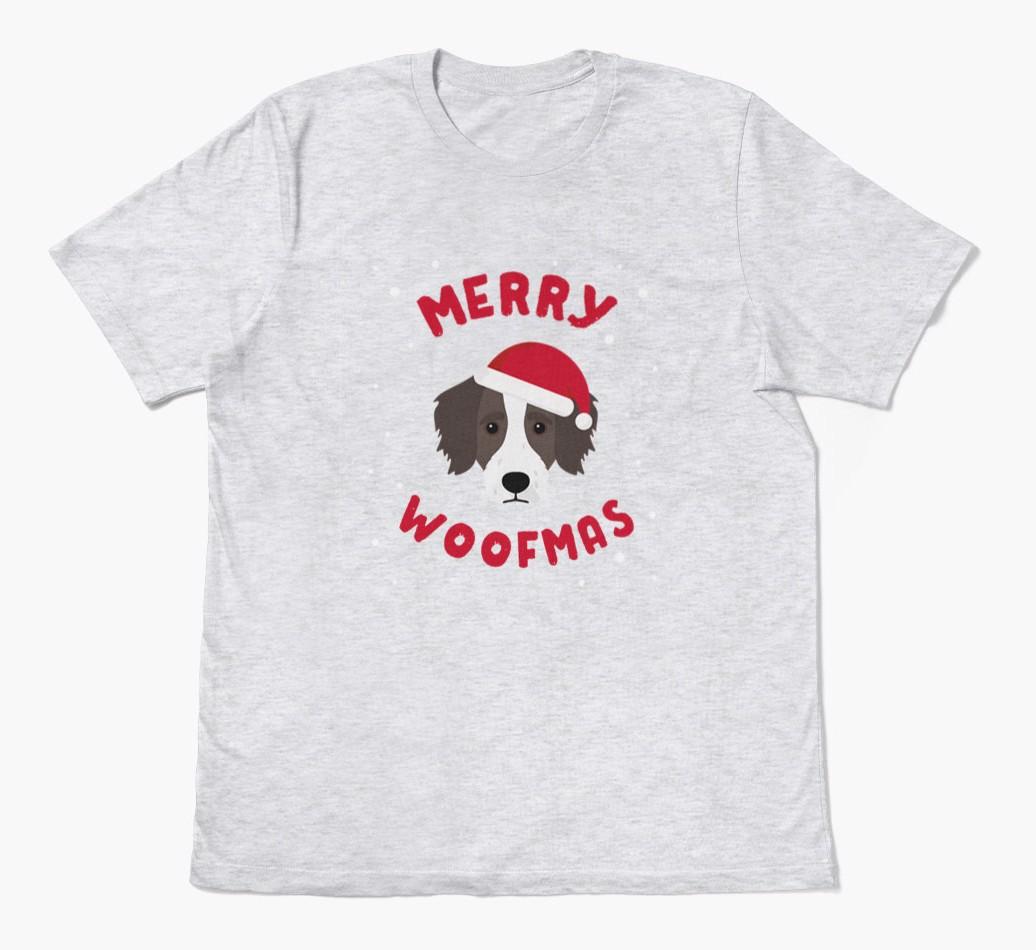 'Merry Woofmas' - Personalized {breedFullName} Adult T-Shirt