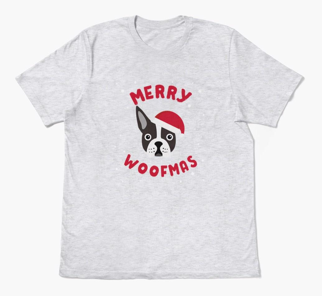 'Merry Woofmas' - Personalized {breedFullName} Adult T-Shirt