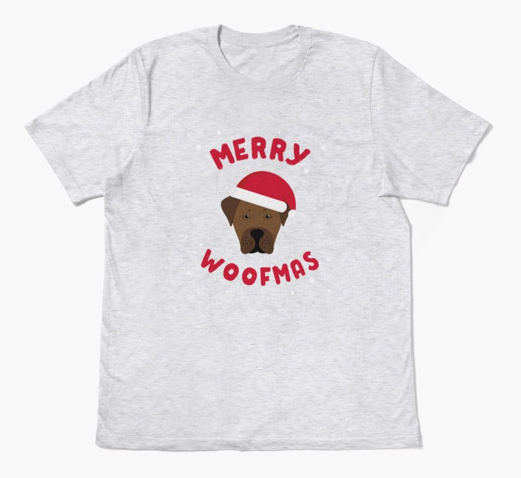 'Merry Woofmas' - Personalized {breedFullName} Adult T-Shirt