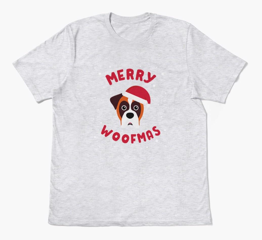 'Merry Woofmas' - Personalized {breedFullName} Adult T-Shirt