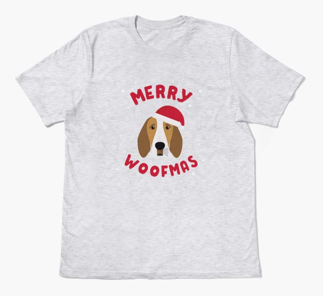 'Merry Woofmas' - Personalized {breedFullName} Adult T-Shirt
