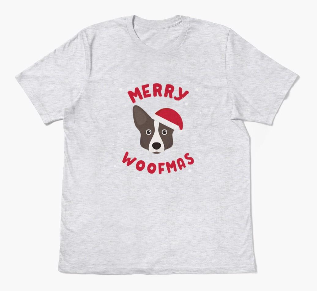 'Merry Woofmas' - Personalized {breedFullName} Adult T-Shirt