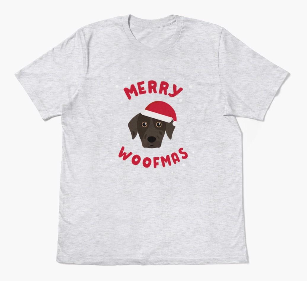 'Merry Woofmas' - Personalized {breedFullName} Adult T-Shirt