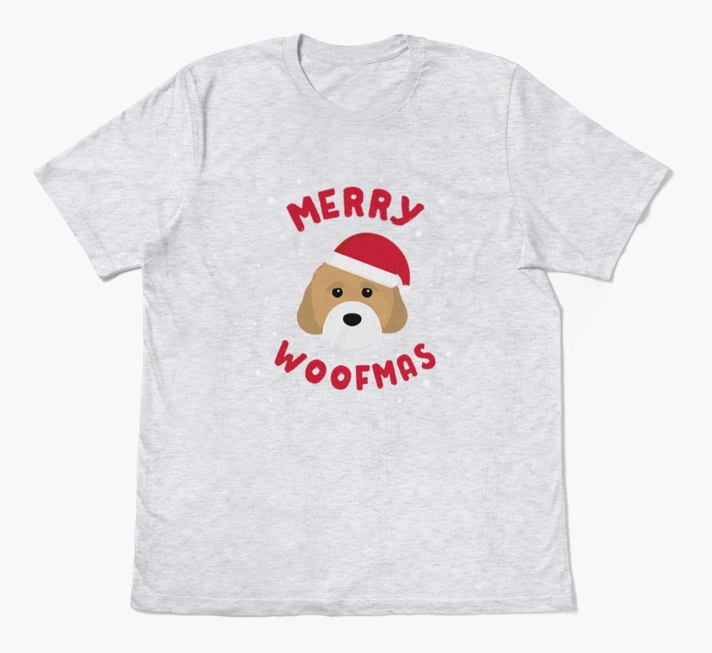 'Merry Woofmas' - Personalized {breedFullName} Adult T-Shirt