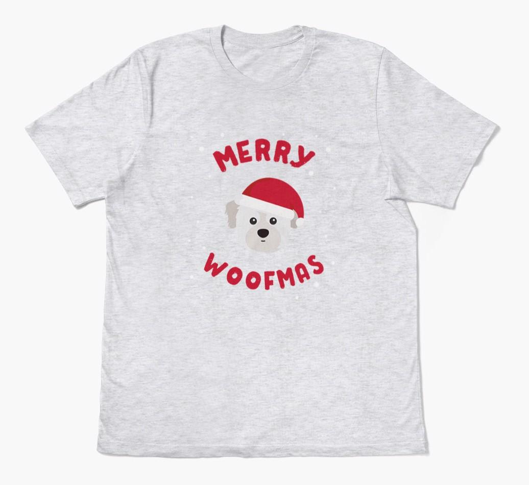 'Merry Woofmas' - Personalized {breedFullName} Adult T-Shirt