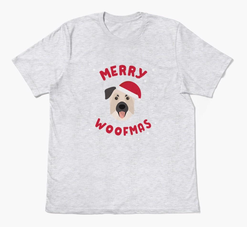 'Merry Woofmas' - Personalized {breedFullName} Adult T-Shirt