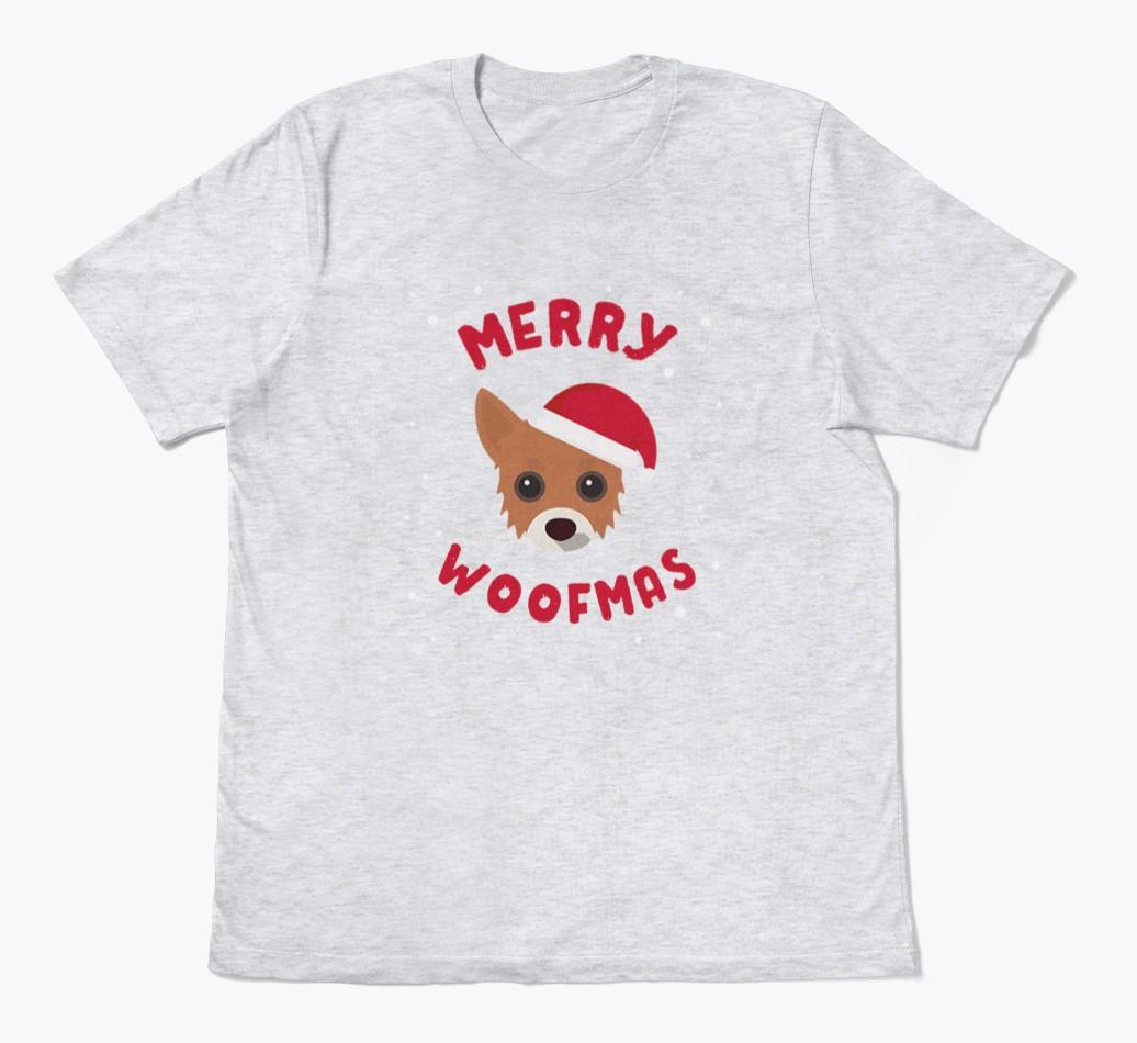 'Merry Woofmas' - Personalized {breedFullName} Adult T-Shirt