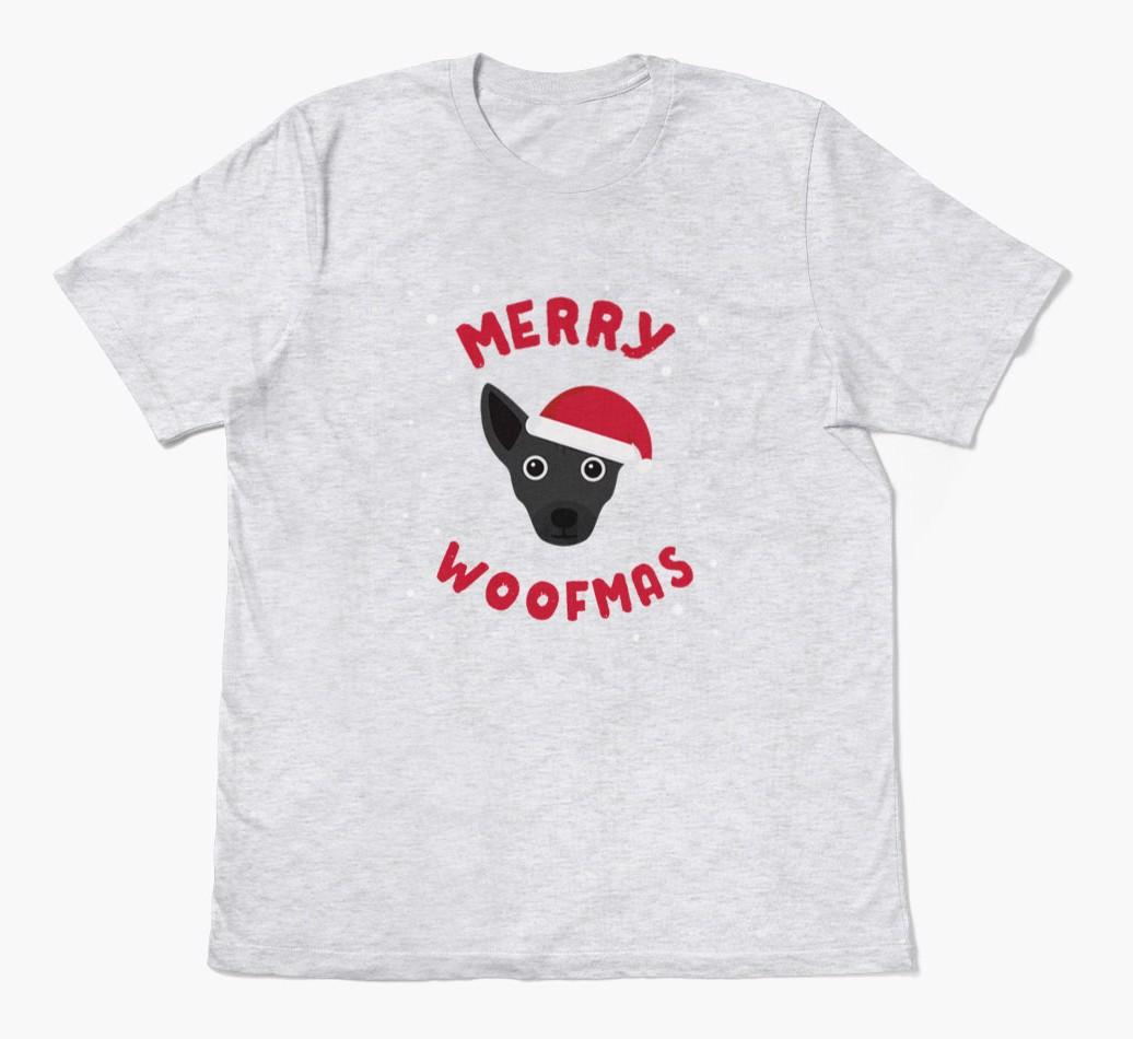 'Merry Woofmas' - Personalized {breedFullName} Adult T-Shirt